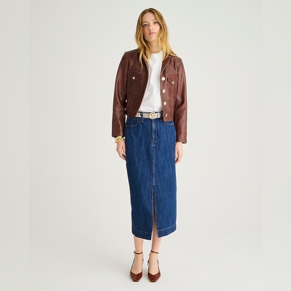J Crew Denim midi skirt in rinse wash BY456 Size 28